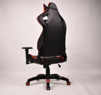 Chaise de bureau pour ordinateur portable à hauteur réglable pour adultes, dossier haut, cuir noir et rouge, chaise ergonomique pour jeux