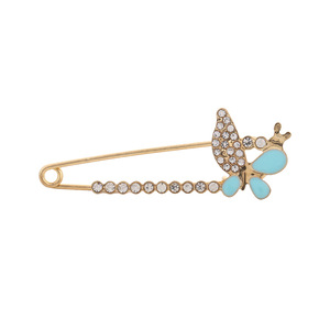 Butterfly Rhinestone Brooch Zinc Alloy Safety Pin Fashion Accessory For Clothing Cardigan Gift Decor 6x2cm - Product Image 5