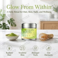 Amaz OEM Matcha Collagen Peptides Powder Supplement, Poudre de thé vert Matcha cérémonial avec poudre de peptides de collagène