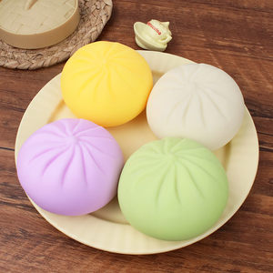 TPR Smiley Face Steamed Bun Squishy Simulated Cream Feeling Flour Filling Stress Reliever Squeeze Toy - Product Image 1