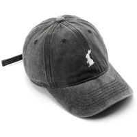 Gorra de Béisbol Unisex de Lona de Algodón de 6 Paneles, Estilo Vintage Deportivo, Bordado de Conejo de Dibujos Animados, Diseño Animal Lavado, Ajustable, para las Cuatro Estaciones