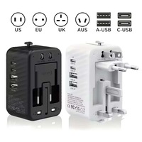 Evrensel Seyahat Priz Adaptörü 2 USB 2 Tip-C Girişli Dünya Seyahat AC Güç Şarj Soketi