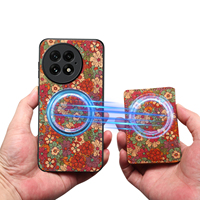 Étui de téléphone antichoc en liège à motif floral irrégulier avec support magnétique et recharge sans fil pour la série OnePlus Ace3/Ace2/13/12/11