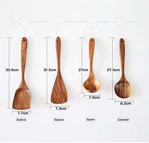 Lot de 6 ustensiles de cuisine en teck, en bois ou en bambou, en bois d'acacia, pour la cuisson - Product Image 2
