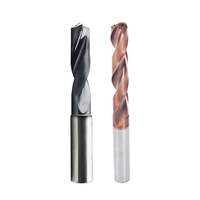 Fraise en carbure monobloc 3/5D Tia, 2 dents, angle de hélice 45° pour usinage CNC, refroidissement interne/extérieur