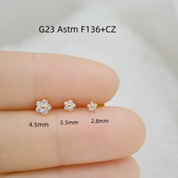 Gaby G23 Titane ASTM F136 Bijoux de piercing Fleur en zircon pour lèvre, anneau de lèvre, hélix d'oreille, clou d'oreille, cadeau d'anniversaire pour femme