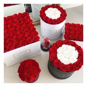 Scatola di Fiori Preservati Rotonda Rosa Personalizzata, Fiori Eterni per Mamma, San Valentino, Compleanno, Regalo di Rose a Lunga Durata - Product Image 2