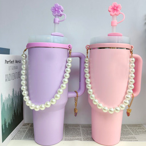 Correa de mano para botella de agua con cadena de perlas, compatible con vasos Stanley, cordón para vaso, cadena para vaso frío, anillo para asa de vaso - Product Image 3