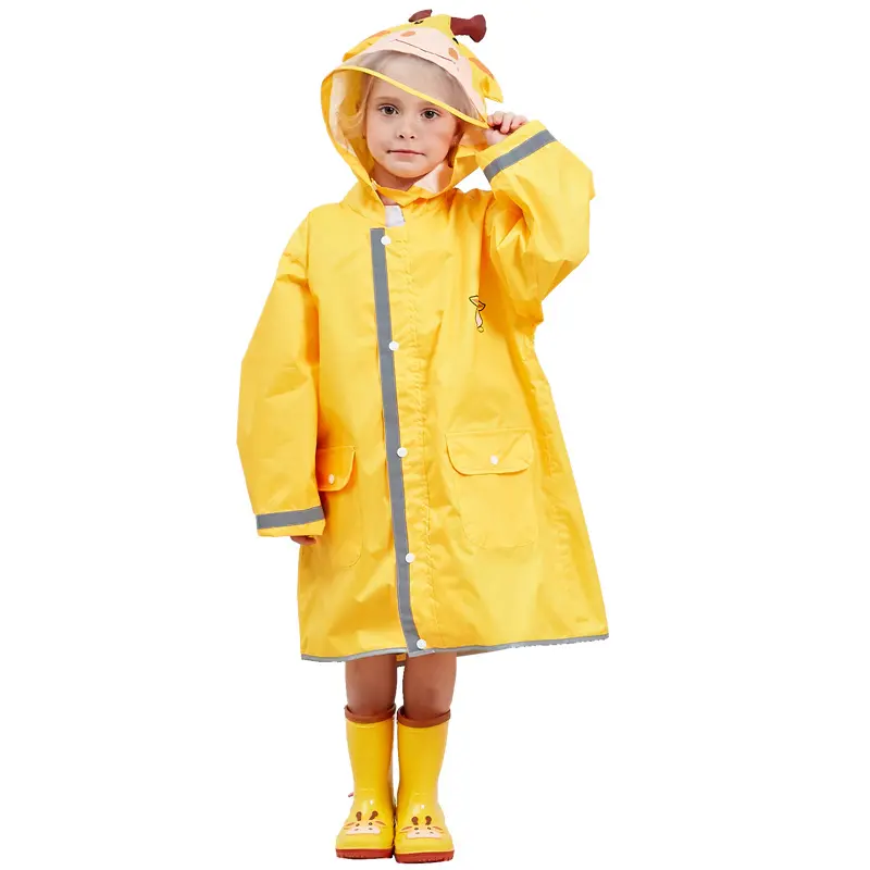 Children Colorful Long Raincoats Kids Splicing Rain Coat Nylon Pvc Kids Waterproof Raincoat
