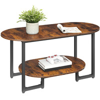 Table basse ovale moderne et minimaliste convertible, à deux niveaux, avec rangement ouvert, design extensible, plateau en bois, pour salon et salle à manger