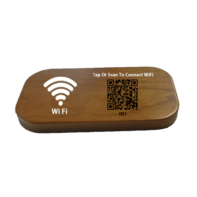 Customized Logo NFC Wood Porter Tag 13.56Mhz WiFi Tag Walnut NFC WiFi Connect Sign for Hotel