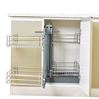 Fermeture en douceur 2 niveaux Pull Out Magic Corner Accessoires de cuisine Coin aveugle en acier inoxydable Show Hand Magic Wire Tiroir Panier