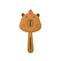 Miroir de maquillage en silicone personnalisé avec des animaux de dessin animé, miroir rond portable avec revêtement en époxy, personnalisation, miroir cosmétique portable, cadeau promotionnel