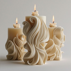 Ocean Wavy Resin Candle Mold Pillar Silicone Mold For Home Decoration <b>Scented</b> Candle Mould Non <b>Stick</b> Reusable - Product Image 3