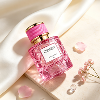 Nouvelle Bouteille de Parfum Vide de Luxe Personnalisée 100ml 50ml, Flacon Vaporisateur Rond Facetté en Verre Transparent avec Bouchon et Col Doré