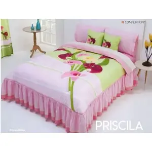 Ensemble de couette Priscila King Size, motif floral, 4 pièces, style princesse, volants, literie pour la maison, toutes saisons - Product Image 4