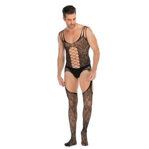 Vente chaude <span class=keywords><strong>bas</strong></span> pour hommes Floral Mesh noir Lingerie résille <span class=keywords><strong>bas</strong></span> pour hommes - Product Image 3