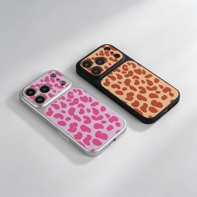 Custom-made Leopard-print Phone case Precision-cut Large Viewing Window UV Printing Shockproof Veneer Compatible for 17 Pro