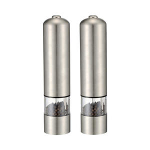 Moulin à poivre en acier inoxydable, forme cylindrique, transparent, pour cuisine, bouteille à condiments solide, électrique rechargeable - Product Image 1