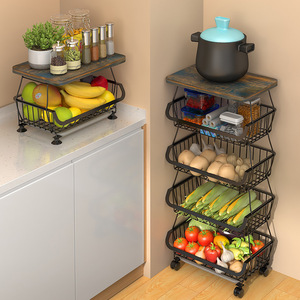 Estantes <span class=keywords><strong>de</strong></span> Almacenamiento Metálicos Ventilados para <span class=keywords><strong>Cocina</strong></span>, <span class=keywords><strong>de</strong></span> Múltiples Niveles, con Techo <span class=keywords><strong>de</strong></span> <span class=keywords><strong>Madera</strong></span> y Ruedas - Product Image 2