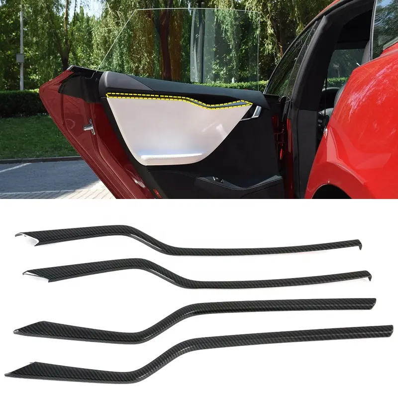 Auto Accessoires Voor Tesla Model S 2015-2019 Inner Side Deurklink Amrest Strip Carbon Fiber Grain