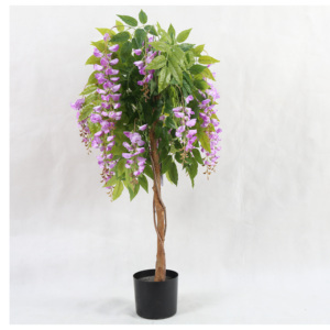 Arbre artificiel <span class=keywords><strong>de</strong></span> glycine <span class=keywords><strong>en</strong></span> bois naturel à prix d'usine, fleurs <span class=keywords><strong>de</strong></span> glycine artificielles roses, blanches et violettes à vendre - Product Image 5