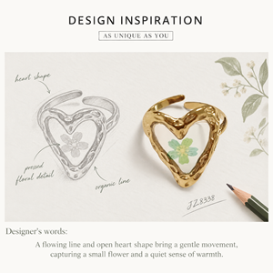 Open Heart <b>Ring</b> Gold 14K Gold Vacuum Plated <b>Stainless</b> <b>Steel</b> - Product Image 3