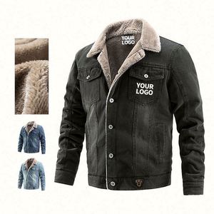 Chaqueta de Mezclilla Negra Lisa para Hombre, Ropa de Calle de Invierno Personalizada de Moda al por Mayor - Product Image 1
