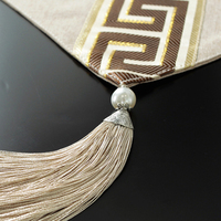 Chemin de table en coton et lin vert sauge Boho Étamine imperméable pour table à manger pour Ramadan Printemps Pâques