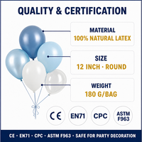 Lot de 60 ballons gris et bleus de 12 pouces avec ballons transparents rose nacré, bleus et blancs pour la décoration de fête de naissance