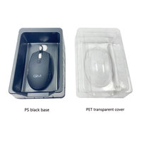 Plateau en PVC transparent noir pour souris optique filaire USB 2.0, base et couvercle en plastique pour souris de jeu plate pour ordinateur