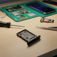 Tempat Kartu SIM Standar & Mini untuk Oppo Reno6 5G Hitam