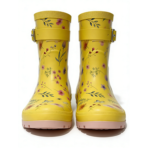 <span class=keywords><strong>Botas</strong></span> <span class=keywords><strong>de</strong></span> <span class=keywords><strong>Lluvia</strong></span> con Estampado Floral para Mujer, Impermeables, Antideslizantes, a Media Pantorrilla, Color Amarillo Moderno, Superficie Lisa - Product Image 5