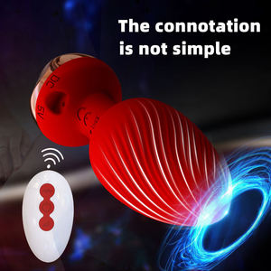 Plug Anale in Silicone con Design a Superficie Filettata, Massaggiatore Prostatico Vibrante, Giocattolo Sessuale per Uomini e Donne con Telecomando - Product Image 1