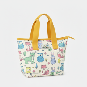 กระเป๋าผ้าแคนวาสลายการ์ตูนสัตว์ป่าสุดน่ารัก พิมพ์ลายตามสั่ง ทนทาน เหมาะสำหรับใส่กล่องอาหารกลางวัน สำหรับเด็ก ไปโรงเรียน ปิกนิก สำหรับเด็กหญิงและเด็กชาย - Product Image 1