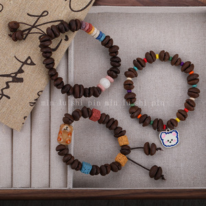 Pulsera Unisex Hecha <span class=keywords><strong>a</strong></span> Mano Estilo Chino para Aniversario, con Granos de Café, Piedras Naturales, Semillas de Maracuyá y Rodajas de Coco Incrustadas - Product Image 3