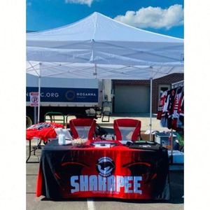 Housse de table personnalisée 4ft 5ft 6ft 8ft en spandex extensible, nappe personnalisée avec logo d'entreprise, mariages, événements, salons professionnels - Product Image 6