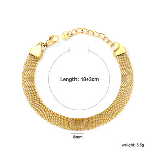 European American Stainless Steel Mesh <b>Bracelet</b> For Women Wide <b>Metal</b> Jewelry Geometric Design BC808818SG - Product Image 5