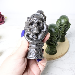 Calaveras de Cristal Natural al por Mayor, Calaveras de Jade Verde Talladas a Mano, Colección de Tallados de Yooperlite - Product Image 2