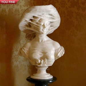 Personnalisé sculpté à la main maison romaine <span class=keywords><strong>marbre</strong></span> homme buste voilé <span class=keywords><strong>femme</strong></span> tête Sculpture <span class=keywords><strong>Statue</strong></span> - Product Image 1