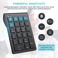 Teclado Numérico Inalámbrico Recargable, Teclado Numérico Bluetooth Delgado de 22 Teclas, Teclado Numérico Externo para Entrada de Datos