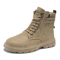 Nouvelles bottes pour hommes en cuir PU, bottes décontractées tendance, bottes hautes en PU, antidérapantes, semelle épaisse, style skateboard, chaussures décontractées