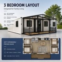Maison mobile préfabriquée entièrement meublée, à structure en acier, à double aile extensible, type conteneur, 40 pieds, 4 chambres
