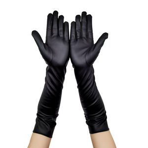 Mujeres musulmanas Mano negra Deporte de invierno Trabajo Conducción Golf Guantes de moda personalizados de cuero largo - Product Image 4