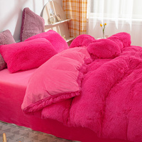 Ensemble de literie en velours de vison moelleux 100% fibre de polyester Couvre-lit chaud et confortable de haute qualité Doux capitonné Design moderne de luxe Princesse
