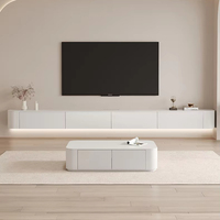 Luxuriöse Medienkonsole Weißer TV-Ständer Wandmontierte LED-TV-Einheit Holzschrank Neu Designter Schwebender TV-Konsolenständer