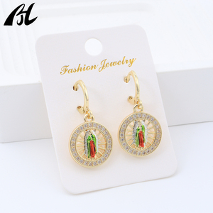 Religious Art Earring Collection, <strong>Handcrafted</strong> Virgin Mary Medals, Multi-Crystal Sacred Halo <strong>Jewelry</strong> - Product Image 3