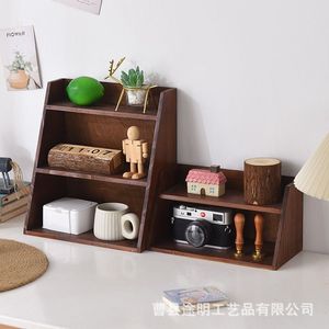 Wooden Desktop Multi Level <b>Shelf</b> 2 Tier Storage <b>Rack</b> For Cosmetic Cup Display Organizer Standing Type Multipurpose - Product Image 5