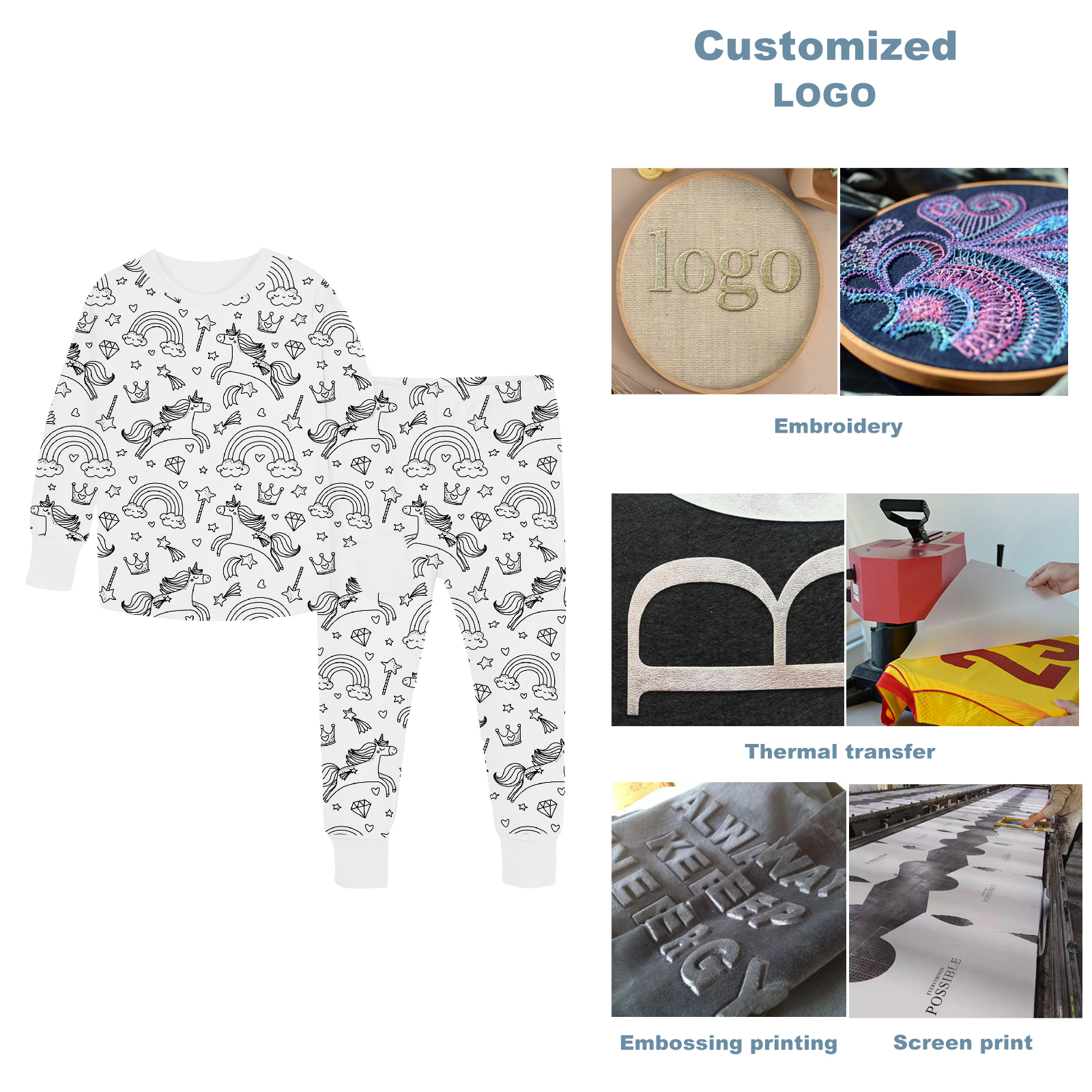 pajama set kids 100polyester