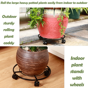 Support de plante rond en métal avec roulettes, chariot à plantes à roulettes, chariot à plantes pour déplacer les pots, chariot de jardin, roulettes de jardin - Product Image 3